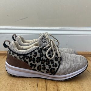 MarleyLilly Leopard Print and Soft Beige Sneakers